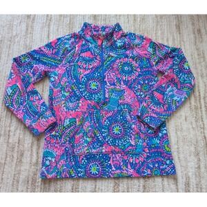 Lilly Pulitzer Skipper Popover 1/2 Zip Jacket Youth Sz XL 12 14 No Prob Llama